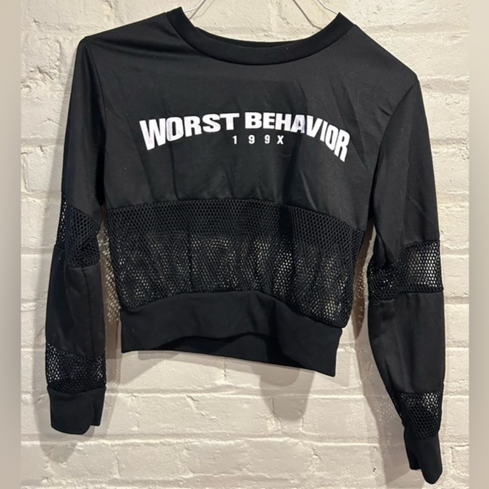 Long Sleeve Mesh Crop Top